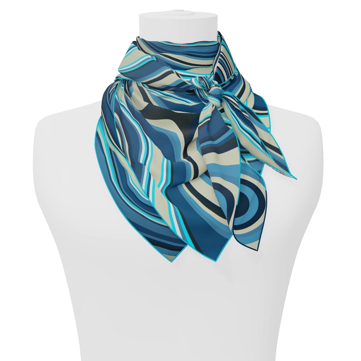 "Les vagues" square 90 scarf