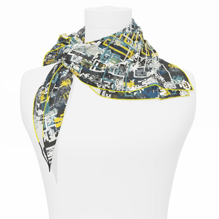 "Silk-Bots" square 70 scarf