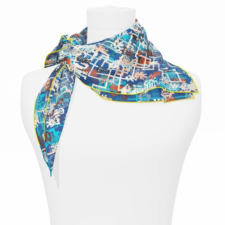 "Silk-Bots" square 70 scarf