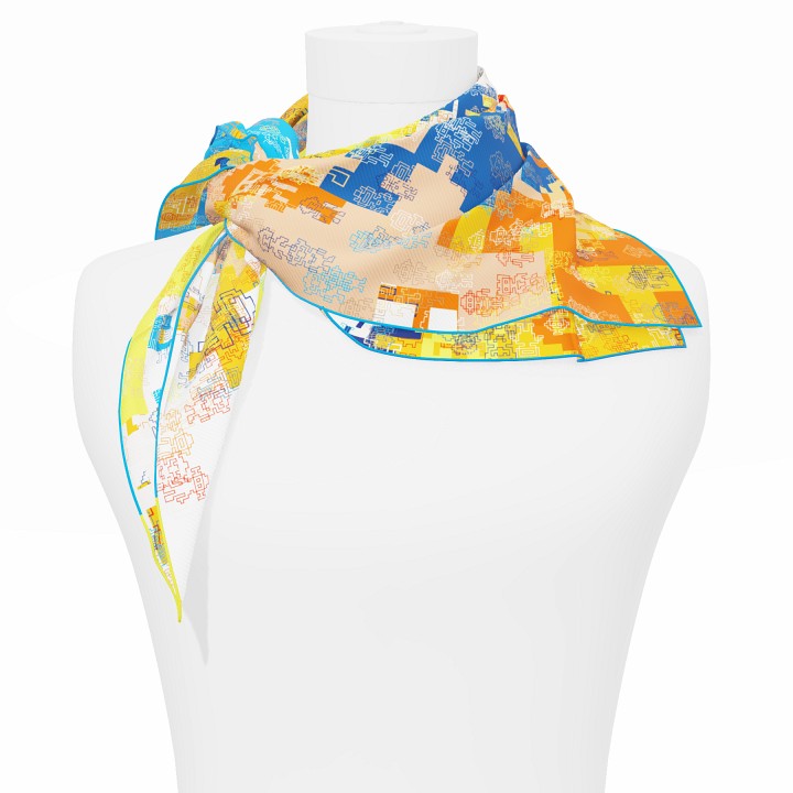"Silk-Bots" square 70 scarf