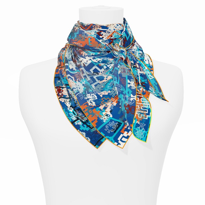 "Silk-Bots" square 90 scarf
