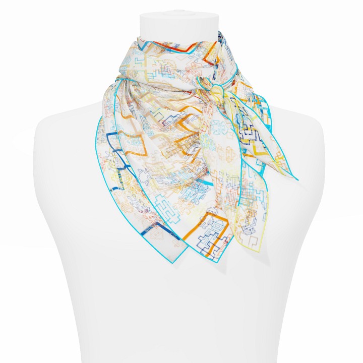 "Silk-Bots" square 90 scarf