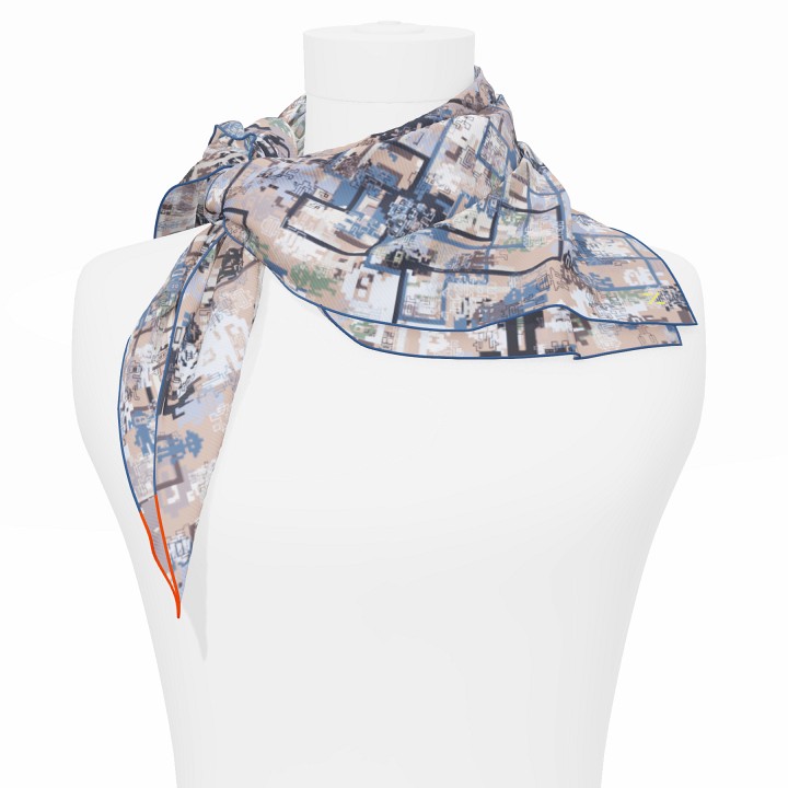 "Silk-Bots" square 70 scarf