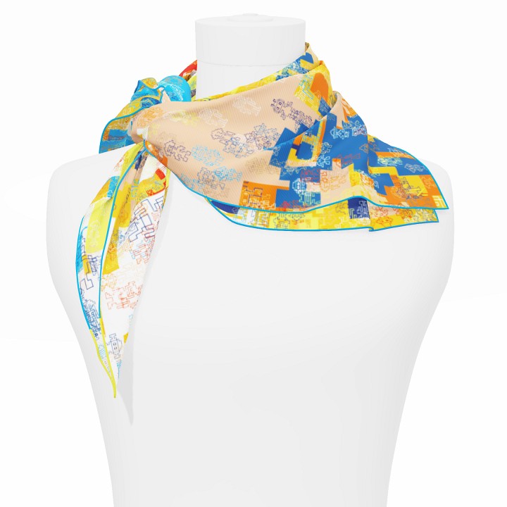 "Silk-Bots" square 70 scarf