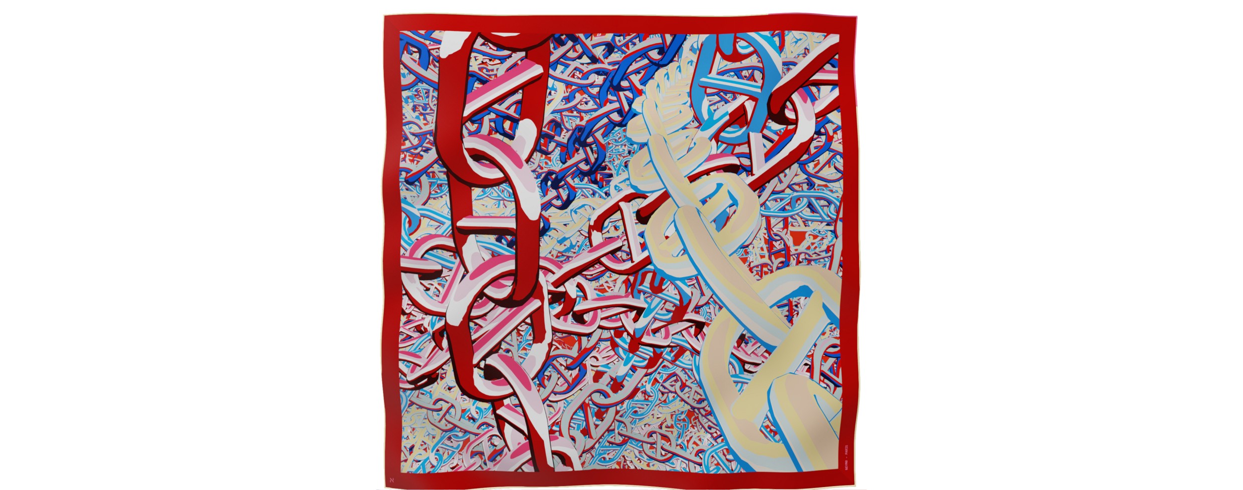 "Pop Chain" square 90 scarf