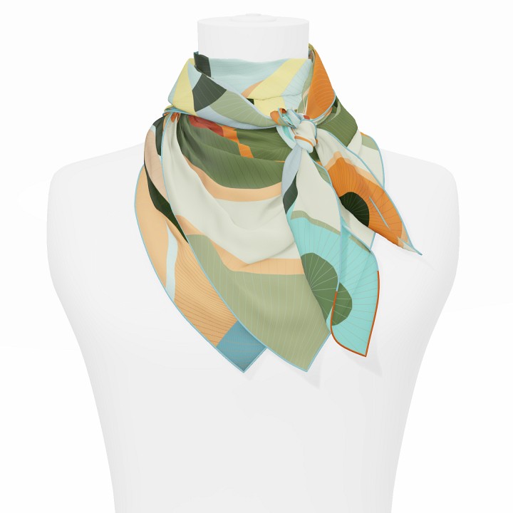 "Les ombrelles" square 90 scarf